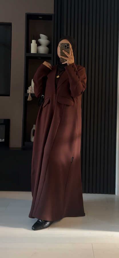 Aaliyah Tailored Blazer Abaya | Brown