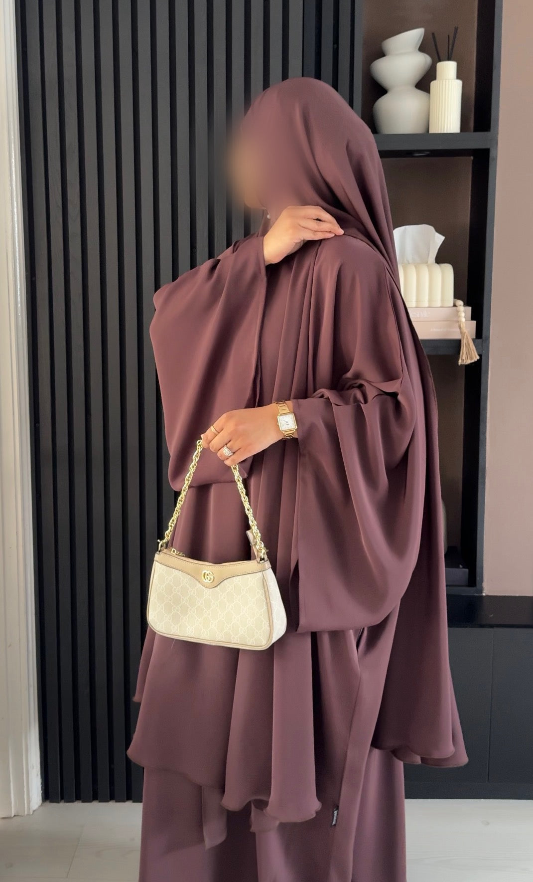 Premium Open Side Khimar with Matching Half Niqab