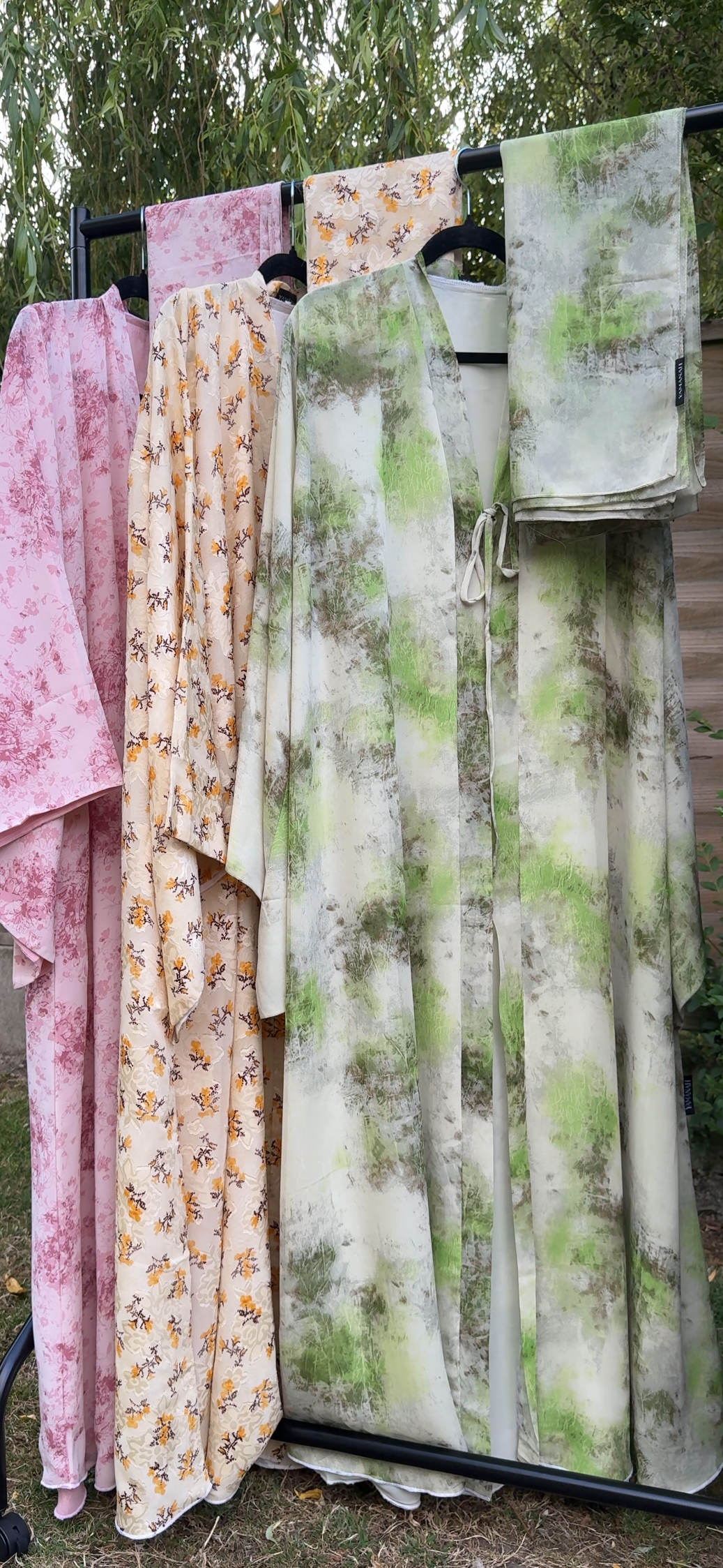 Soleil | Willow Mist | Chiffon Print Abaya
