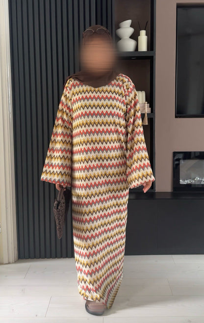 Breathable Zigzag Knit Summer Beach Abaya (closed with inside ties)