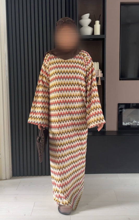 Breathable Zigzag Knit Summer Beach Abaya (closed with inside ties)