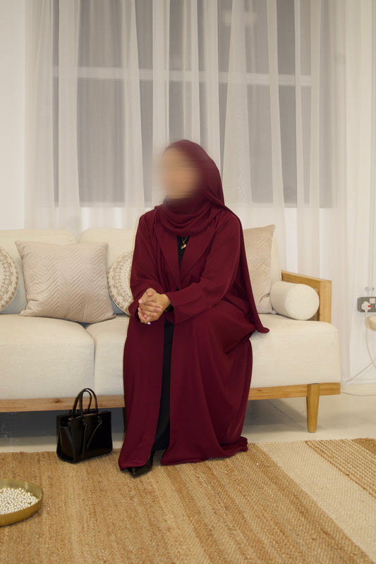 Burgundy Nida Blazer Abaya
