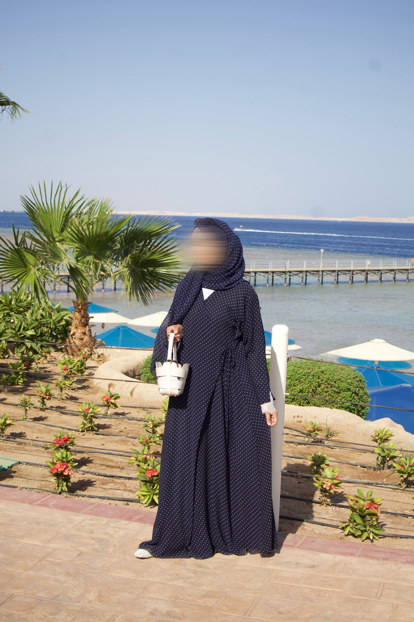 Polka Dot Chiffon Lace Wrap Abaya