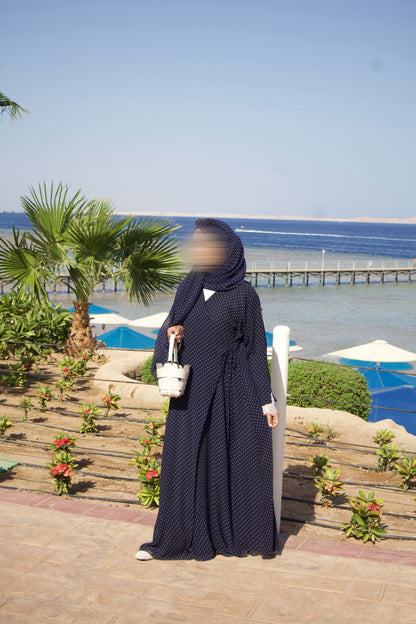 Polka Dot Chiffon Lace Wrap Abaya