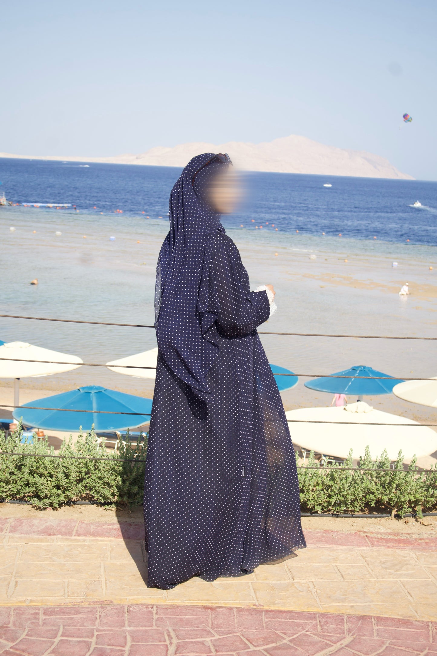 Polka Dot Chiffon Lace Wrap Abaya