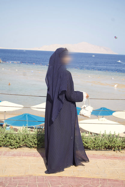Polka Dot Chiffon Lace Wrap Abaya