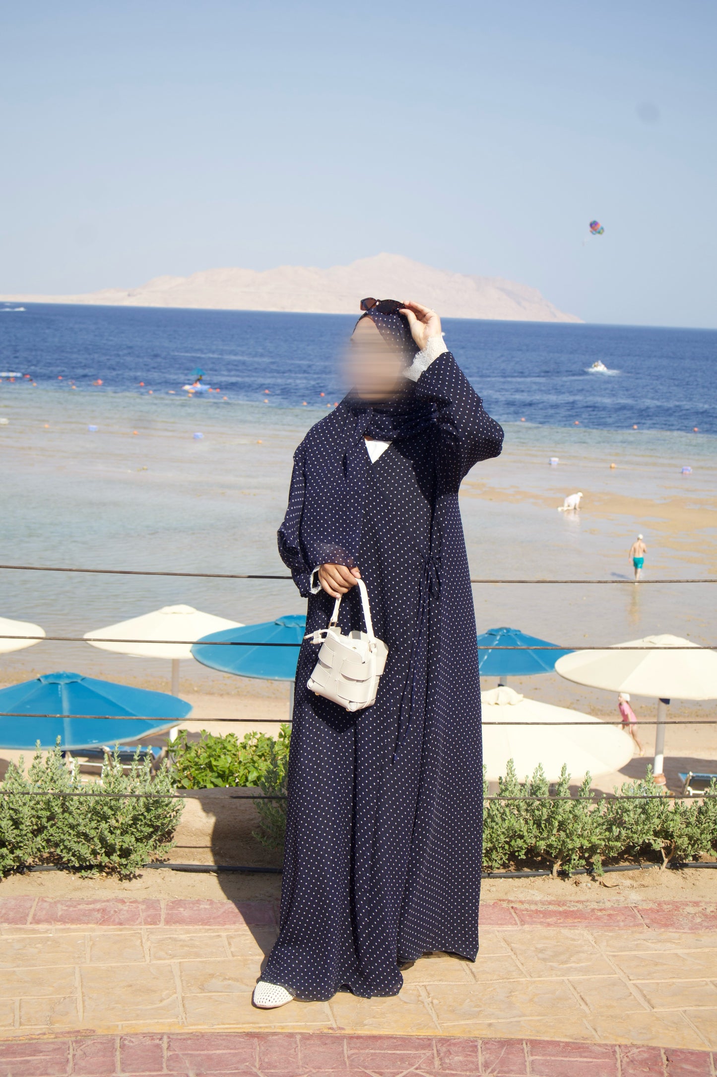 Polka Dot Chiffon Lace Wrap Abaya