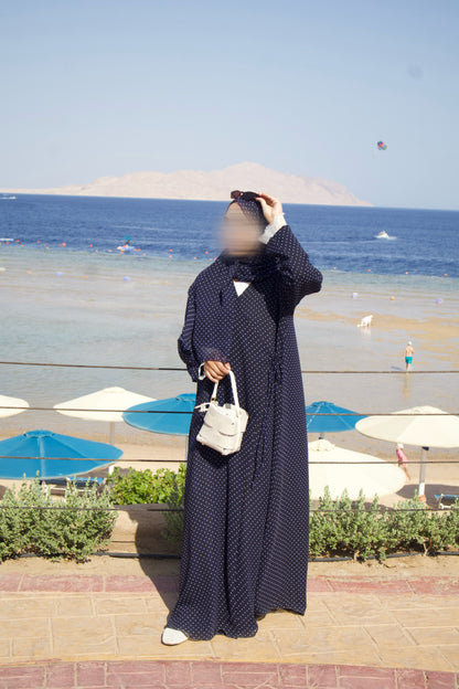 Polka Dot Chiffon Lace Wrap Abaya