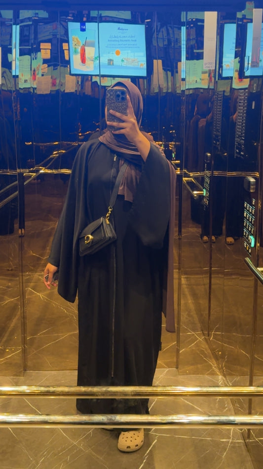 Black Hawaa Zip-up Abaya