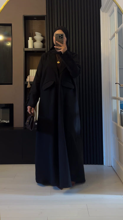 Aaliyah Tailored Blazer Abaya | Black