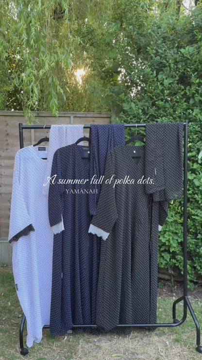 Polka Dot Chiffon Lace Wrap Abaya