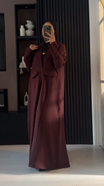 Aaliyah Tailored Blazer Abaya | Brown