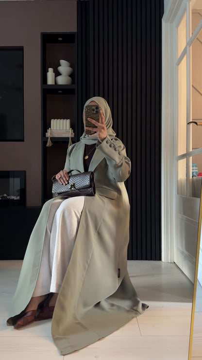 Aaliyah Tailored Blazer Abaya | Sage Mist