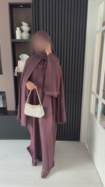 Premium Open Side Khimar | Chocolate Brown with Matching Half Niqab