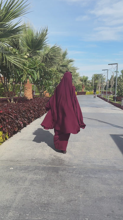 Premium Open Side Khimar with Matching Half Niqab