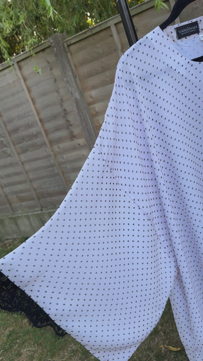 HAWAA | Polka Dot Chiffon Abaya | White