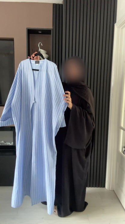 Cotton-Linen Stripe Abaya